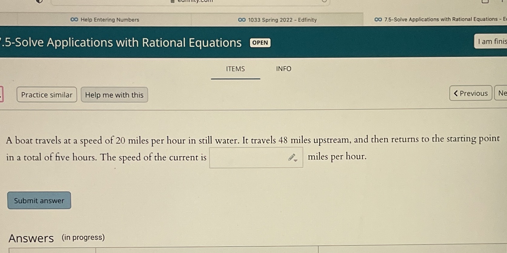 OO Help Entering Numbers oo 1033 Spring 2022 -