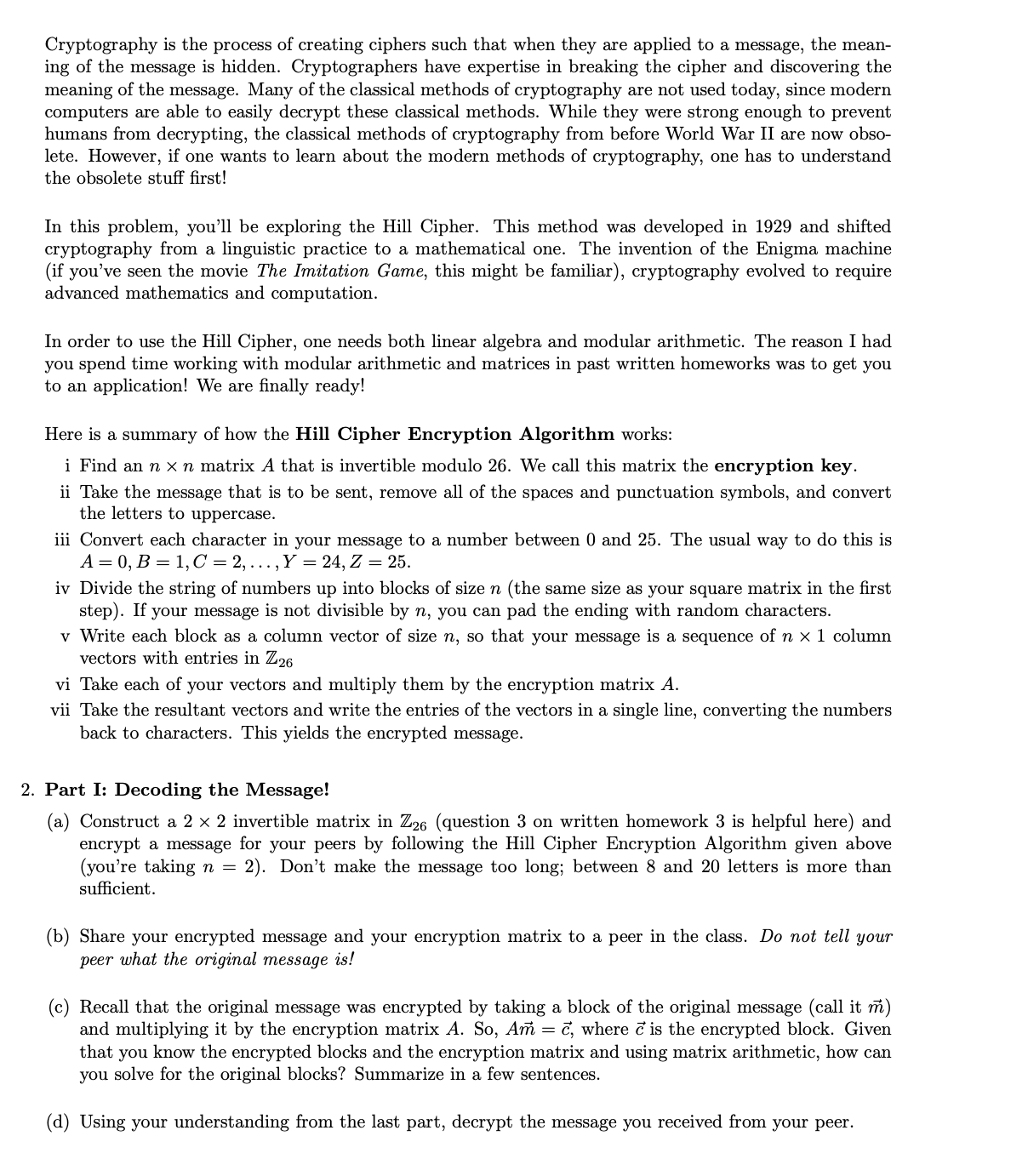 1. In class, we extended the notion of span and