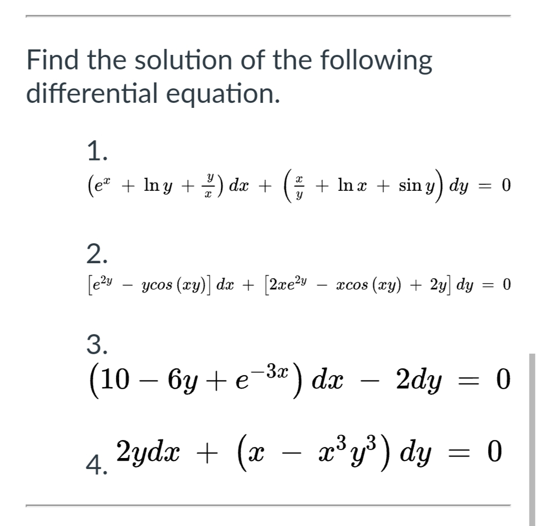 Exact and Non-Exact DE Find the solution of the