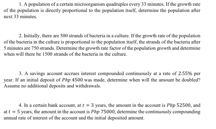 1. A population of a certain microorganism