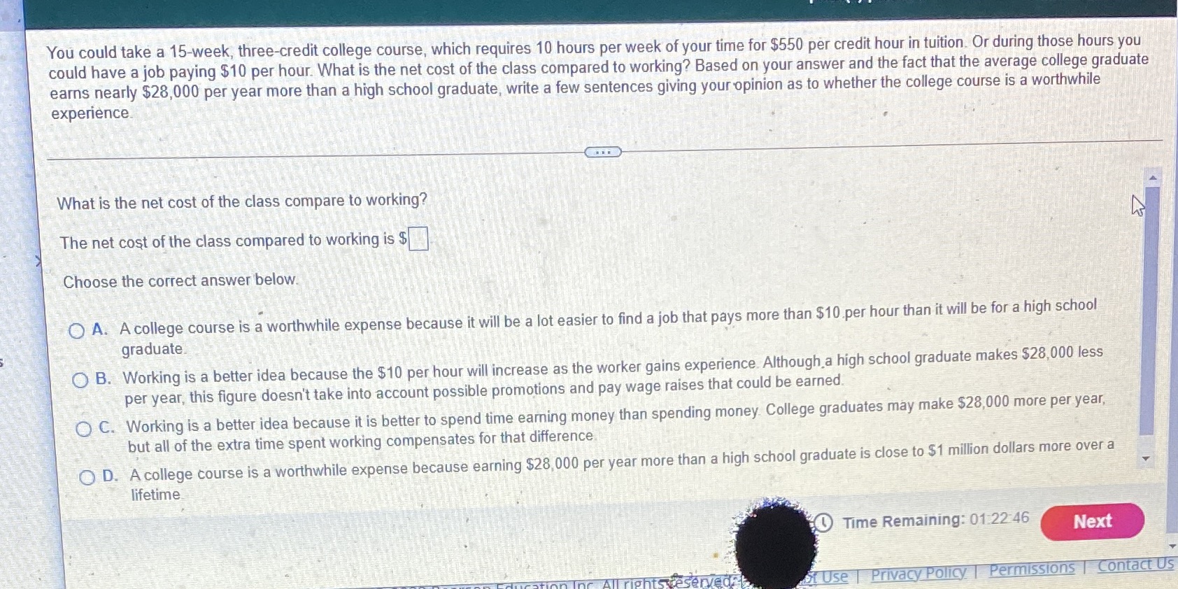 Please help me answer this question You could