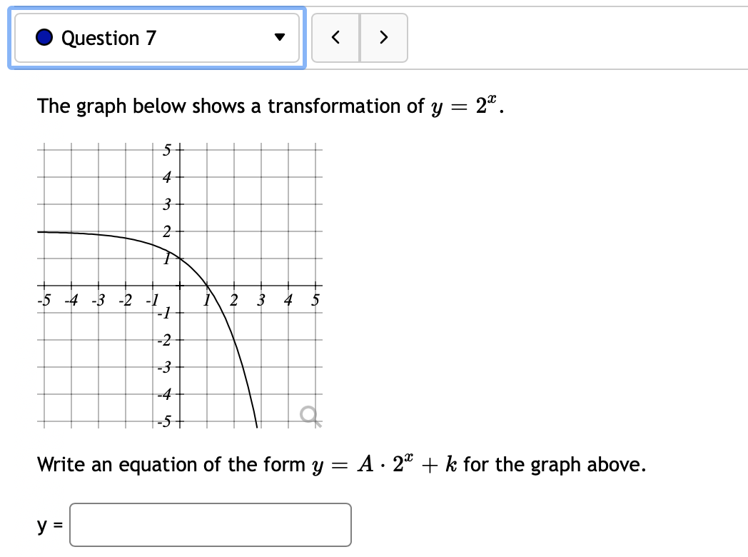 . Question 7 < The graph below shows a