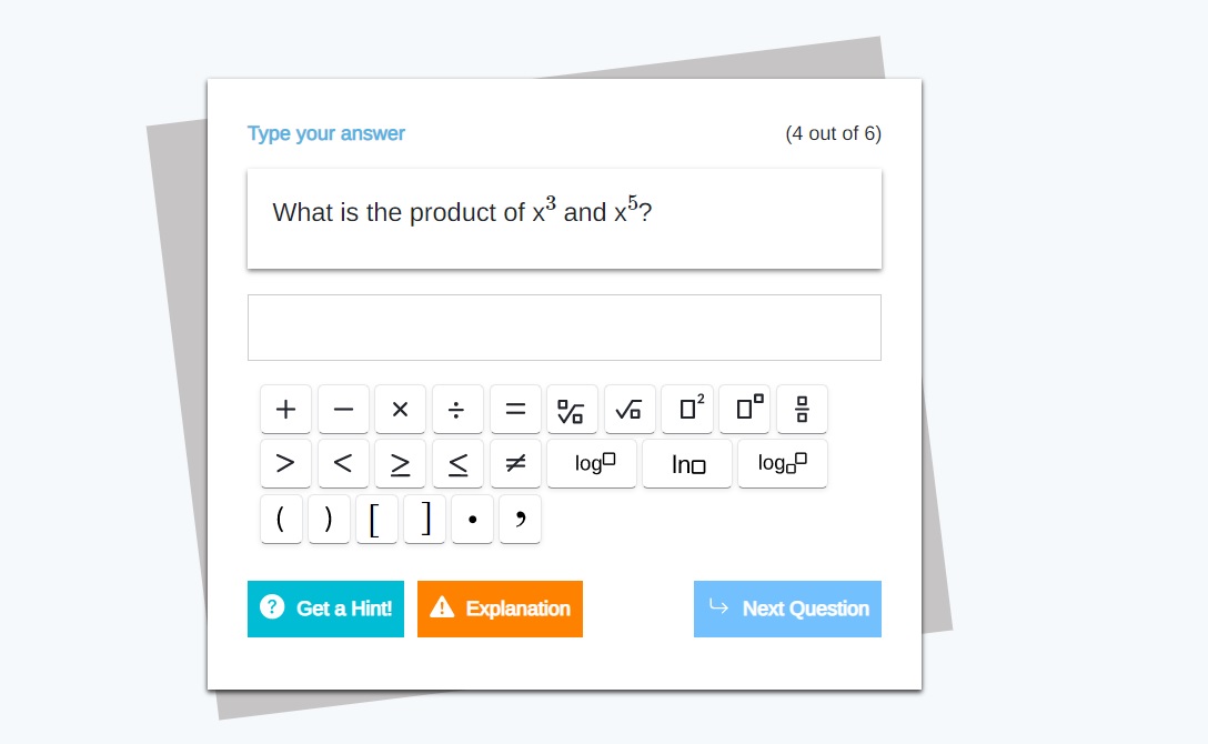 Type your answer (4 out of 6) What is the product