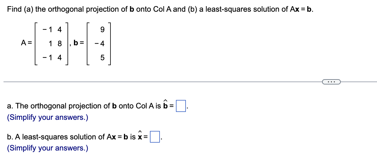 questions below: Find (a) the orthogonal
