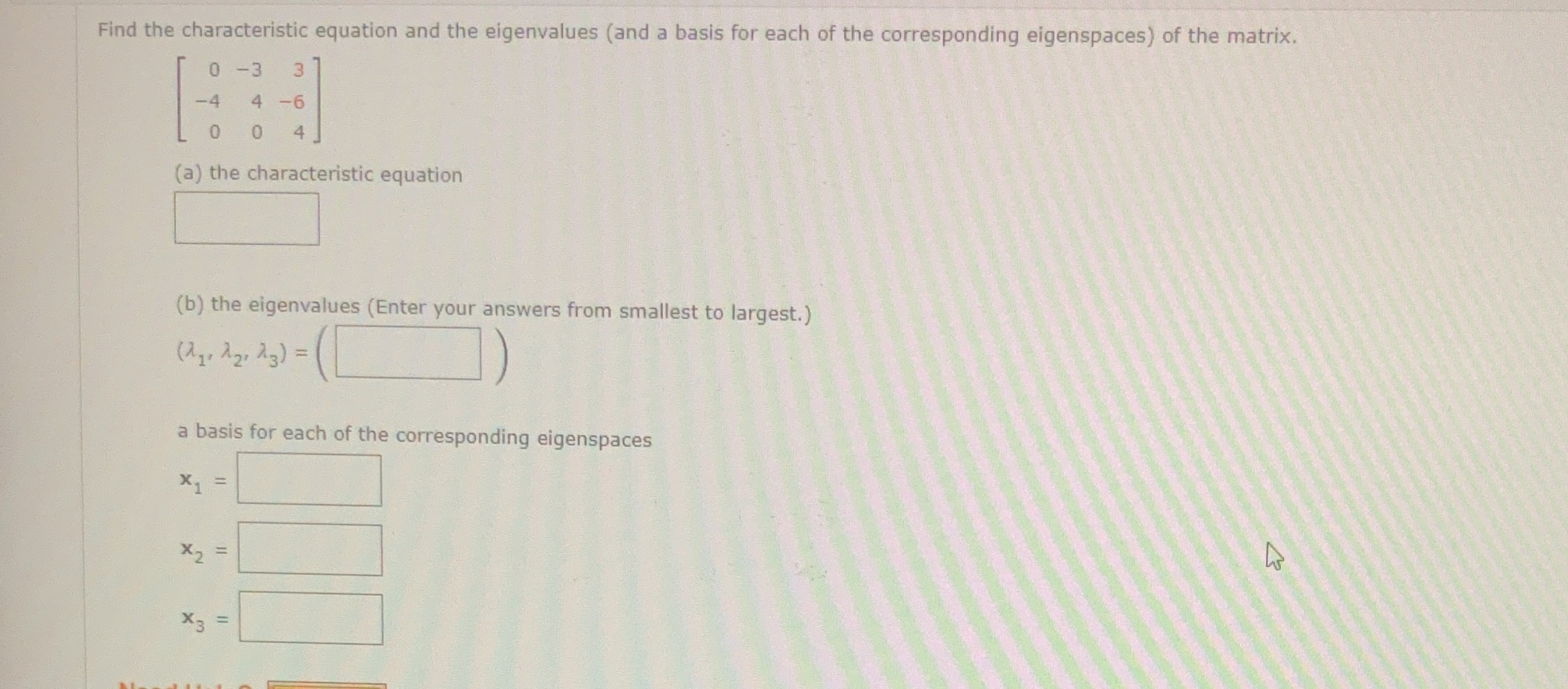 Find the characteristic equation and the
