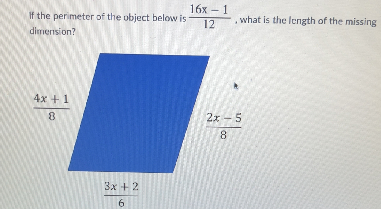 16x - 1 If the perimeter of the object below is
