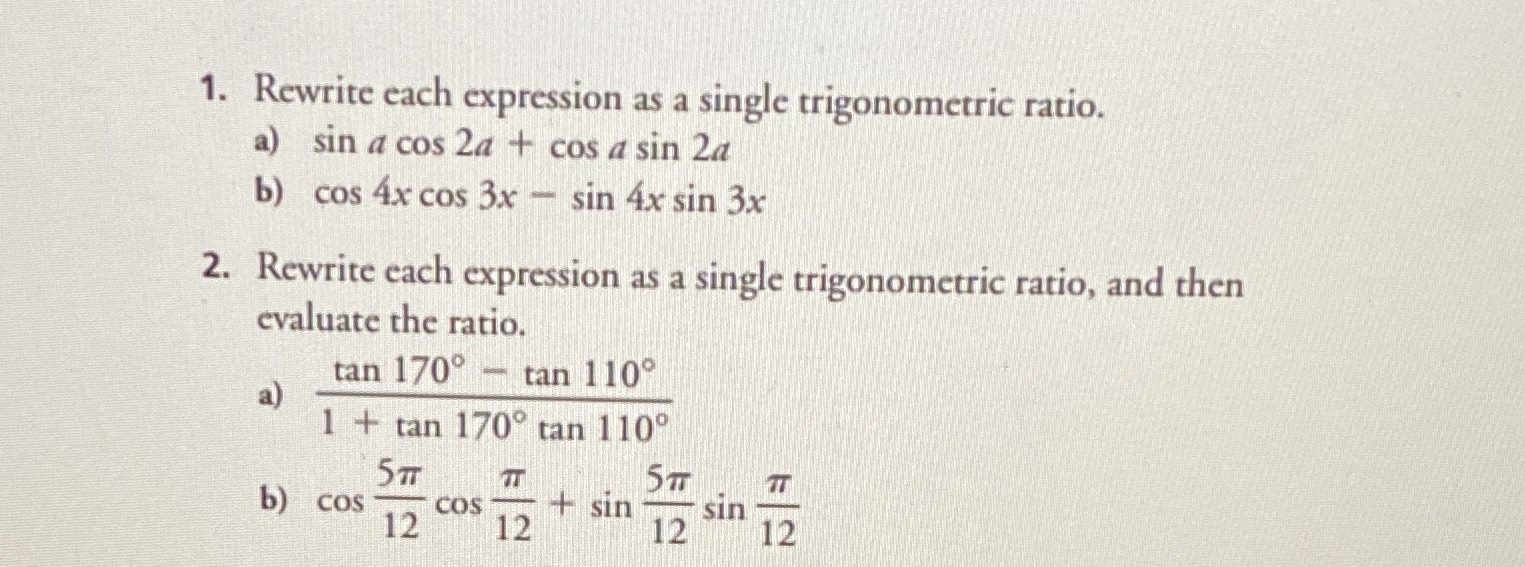 1. Rewrite each expression as a single