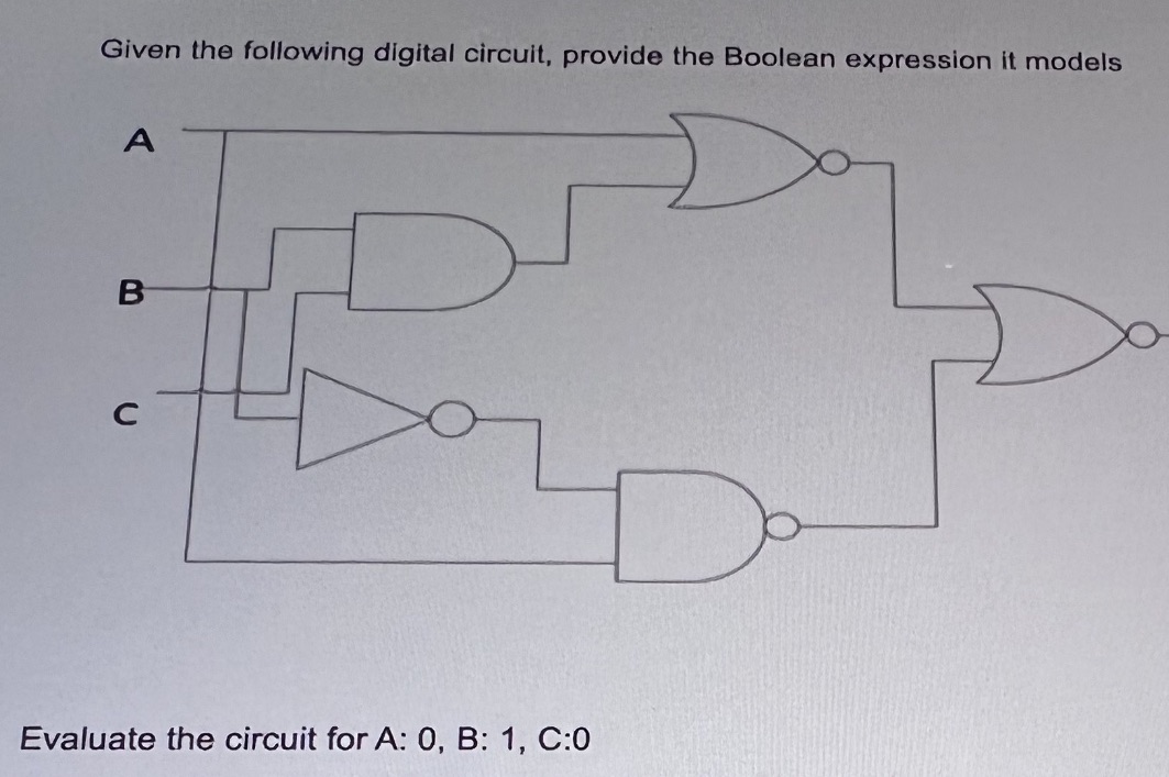 ? Given the following digital circuit, provide