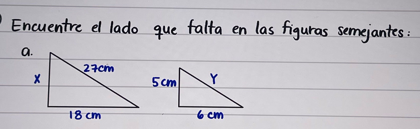 Encuentre el lado que falta en las figuras