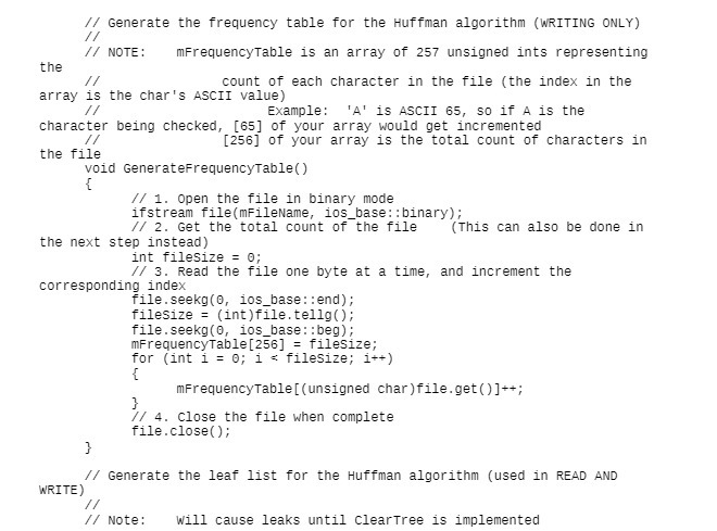 // Generate the frequency table for the Huffman