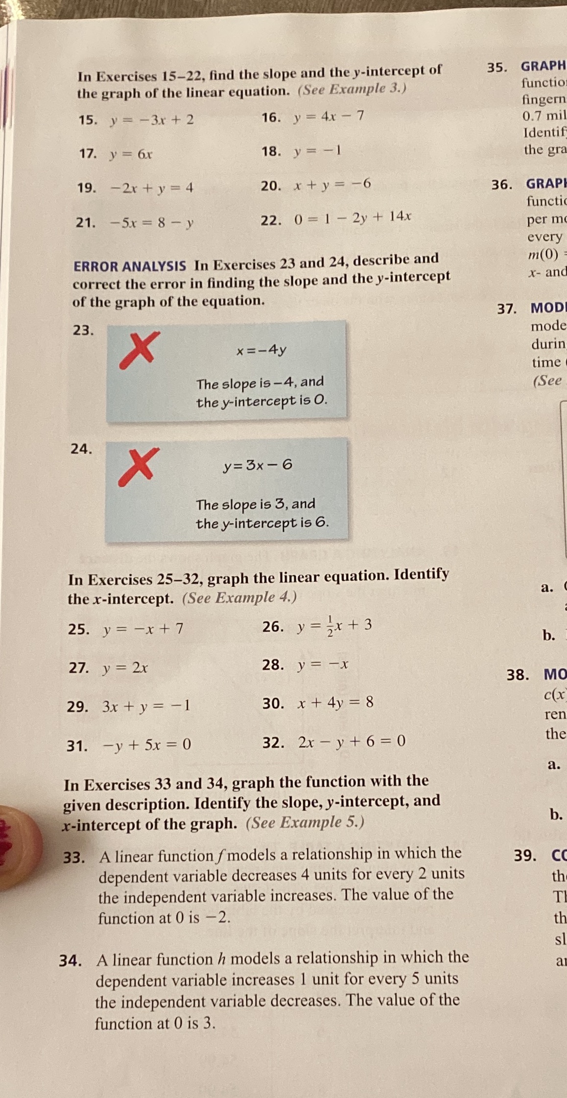 15-34 In Exercises 15-22, find the slope and the