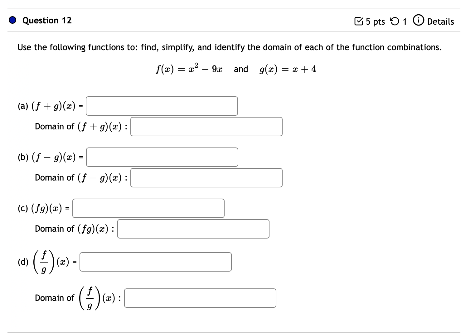 Question 12 5 pts 9 1 0 Details Use the following