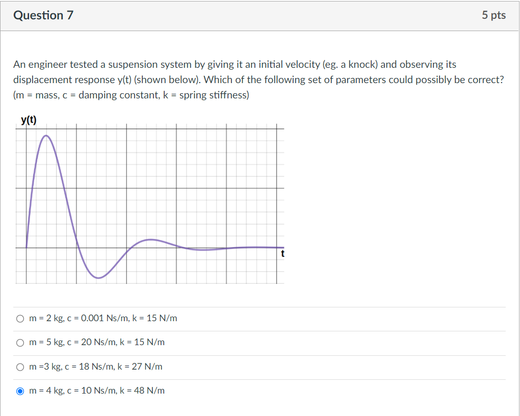 \fQuestion 7 5 pts An engineer tested a