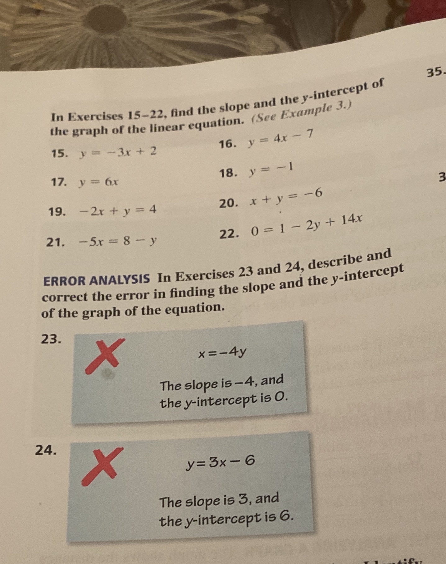 15-34 In Exercises 15-22, find the slope and the