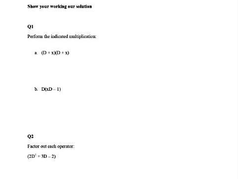 Instructions: answer following differential