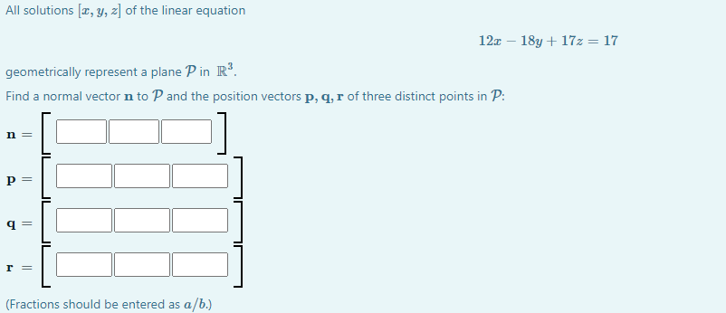 All solutions (x, y, z] of the linear equation