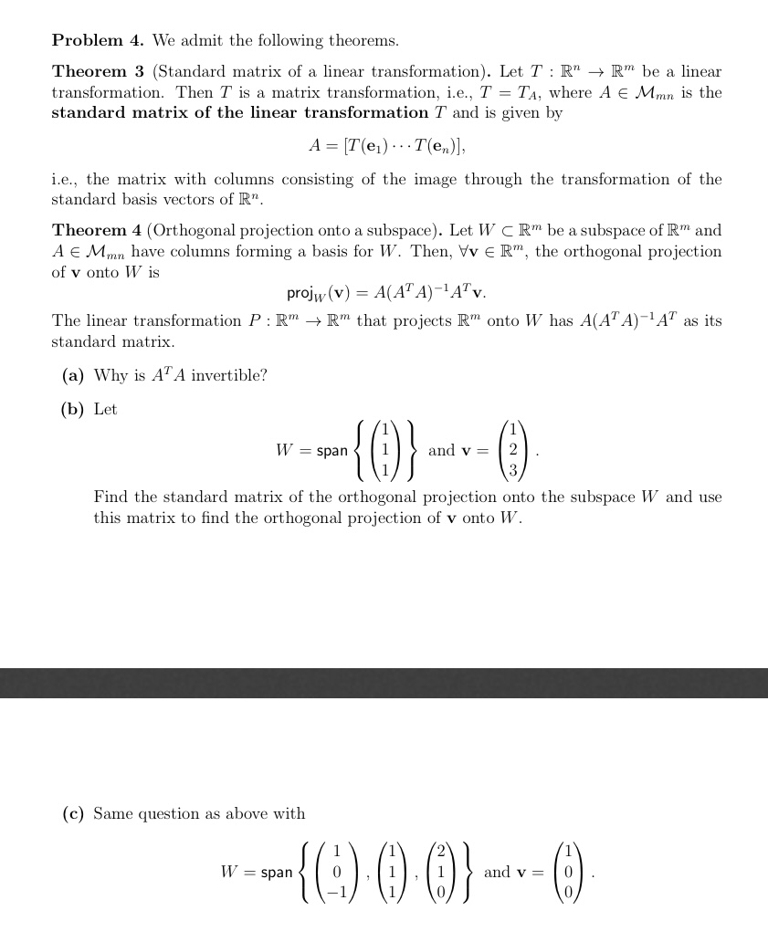 Problem 4. We admit the following theorems.