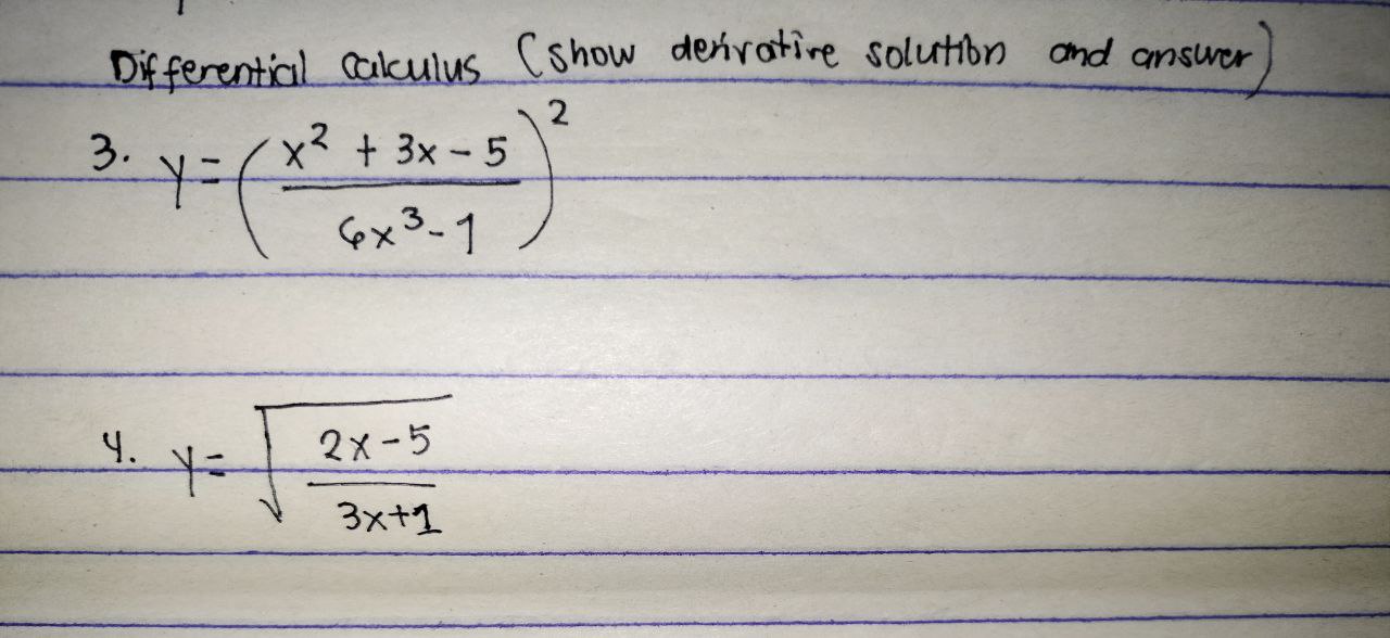 Show derivative solution and the final answer.