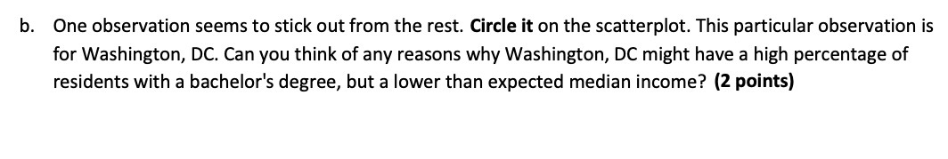 b. One observation seems to stick out from the