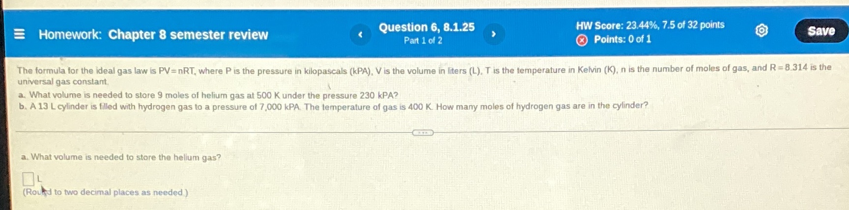 Homework: Chapter 8 semester review Question 6,