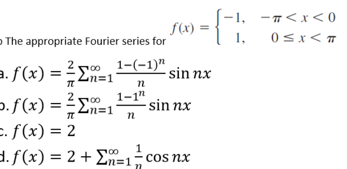 ANSWER ASAP. NEED IT FOR REVIEW. THANKS Fourier