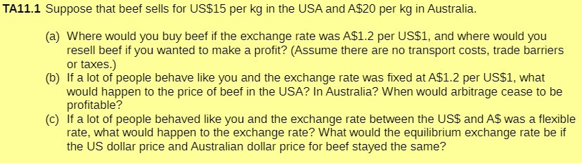 TA11.1 Suppose that beet sells for US$15 per kg