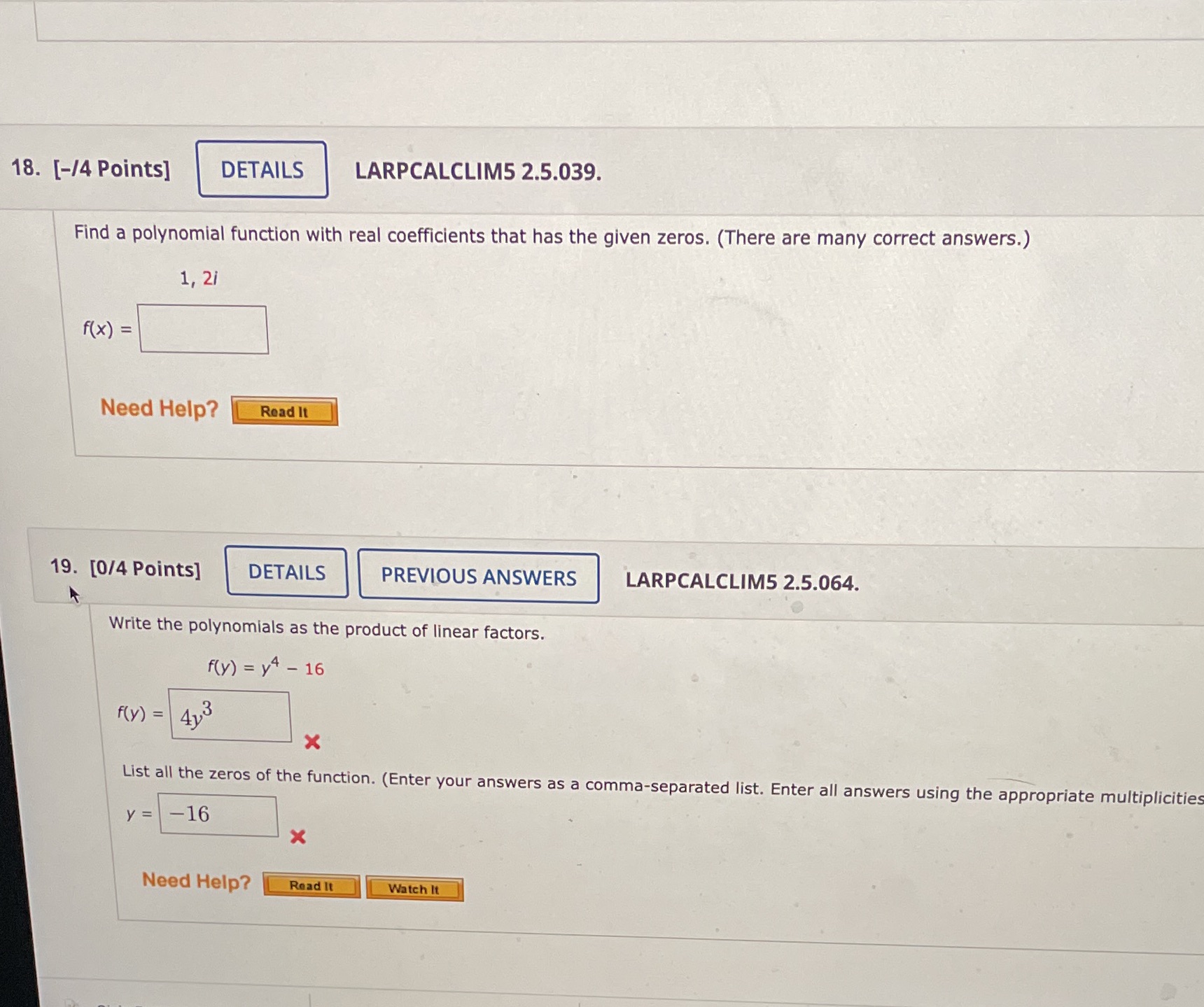 I need help! 18. [-/4 Points] DETAILS