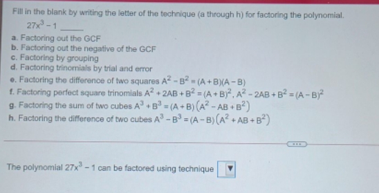Fill in the blank by writting the letter of the