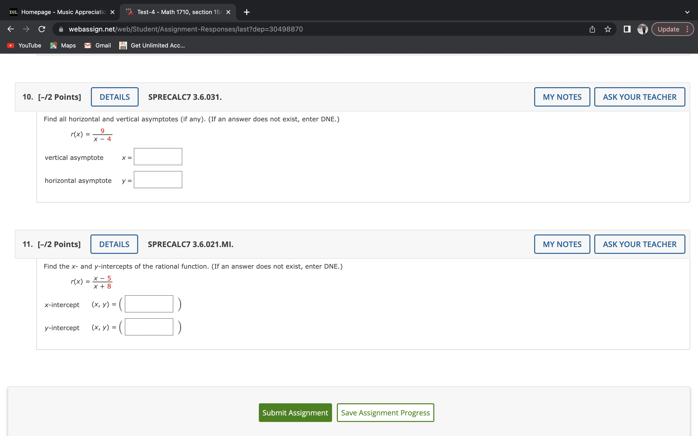 D2L Homepage - Music Appreciation X Test-4 - Math