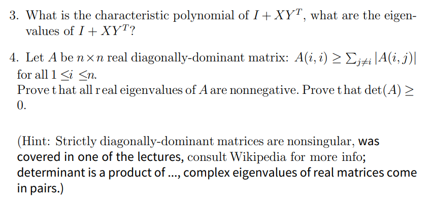 3. What is the characteristic polynomial of I +