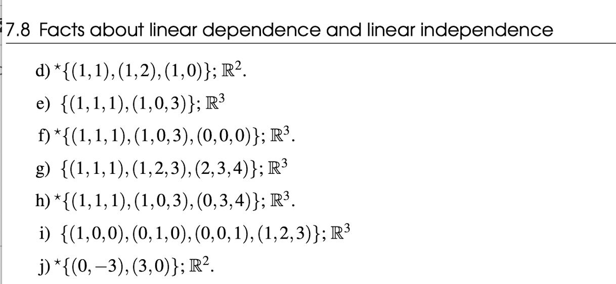 Determine if these are linearly independent or