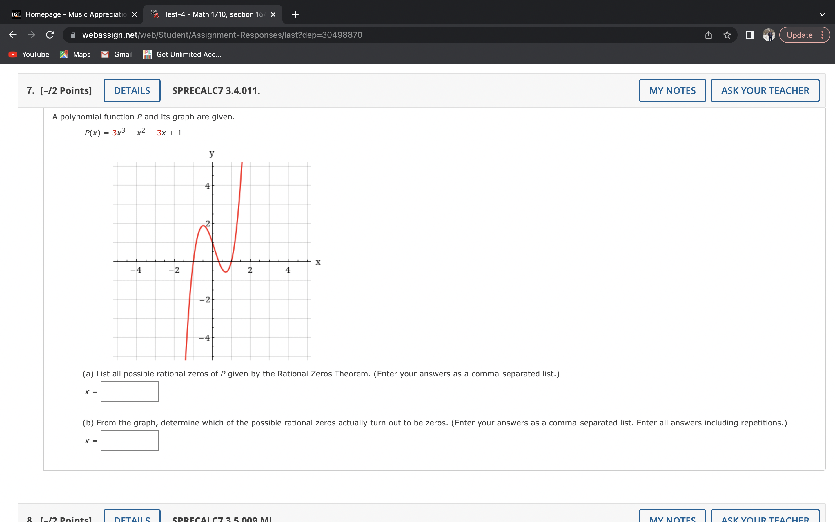D2L Homepage - Music Appreciation X Test-4 - Math