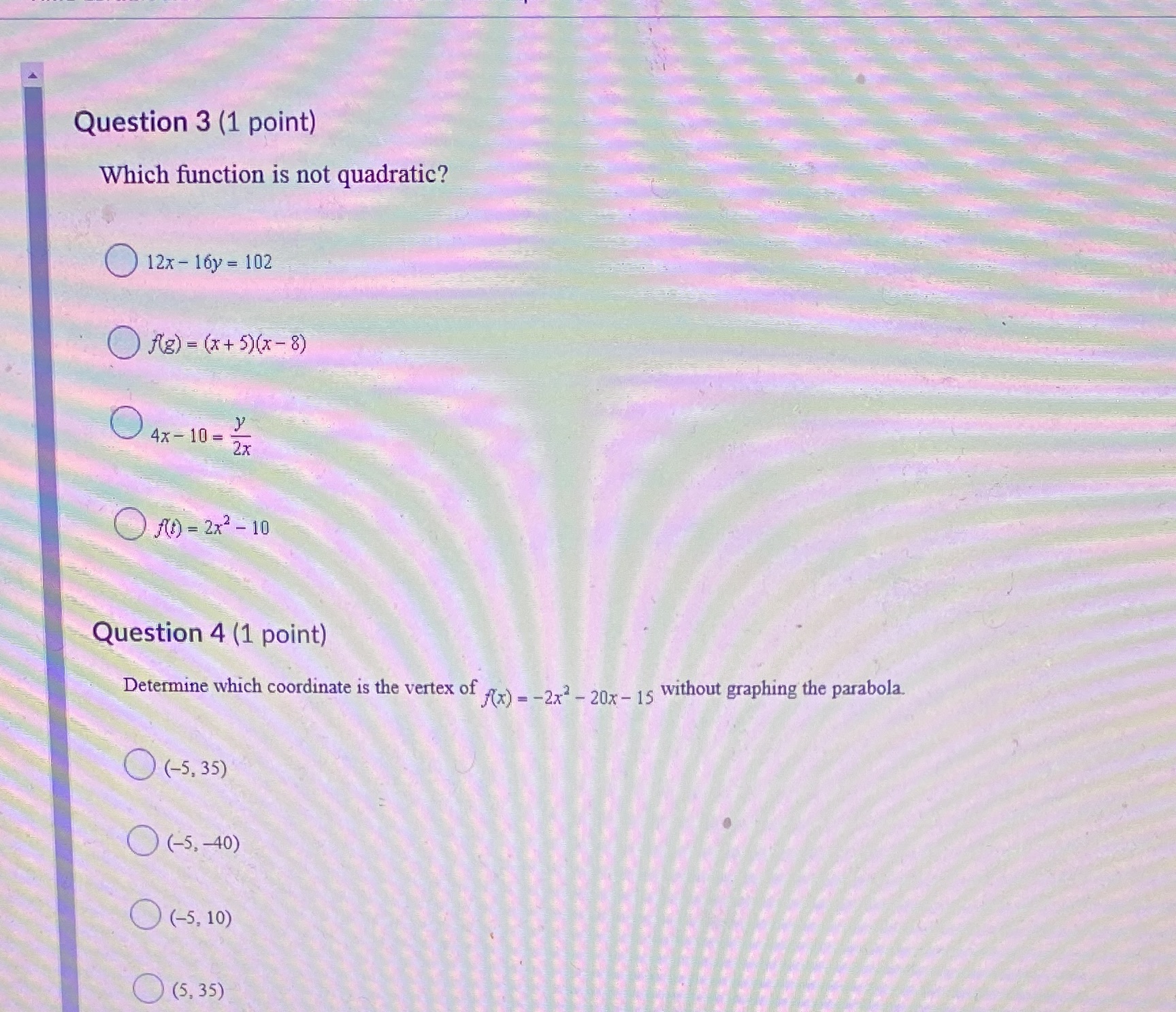 Which of these is the correct answer for each?