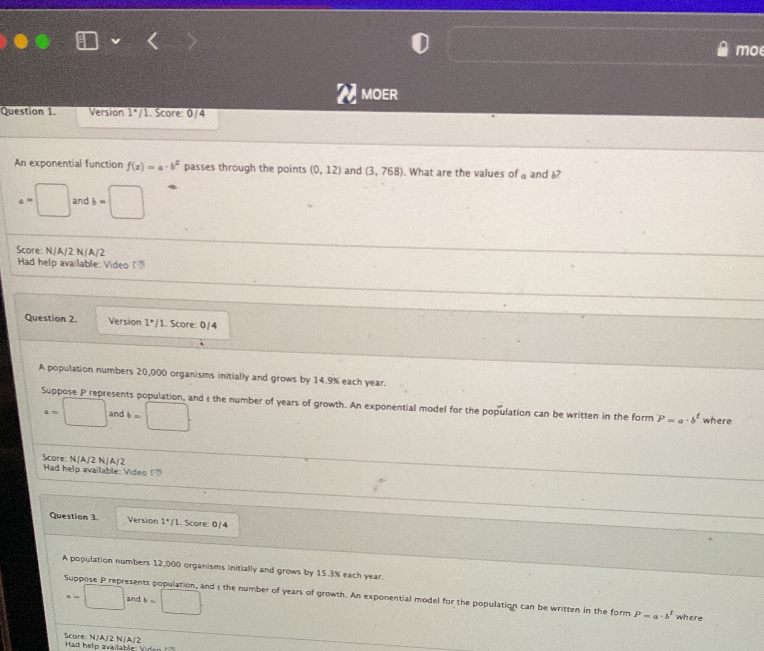 1-3 A mo MOER Question 1. Version 1" /1. Score: