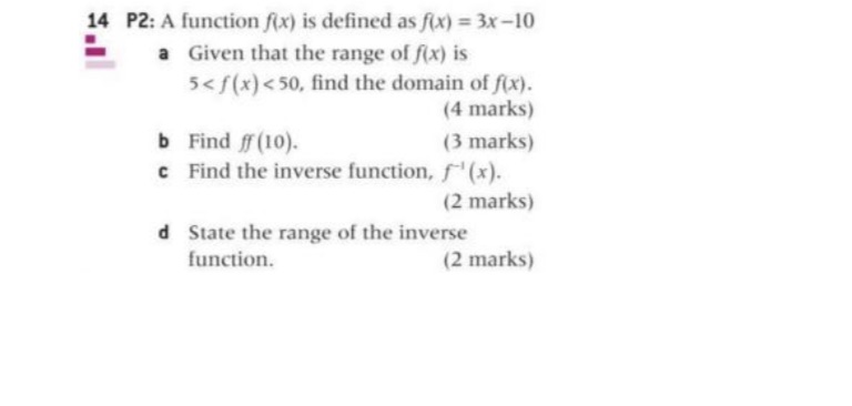 14 P2: A function f(x) is defined as f(x) = 3x-10