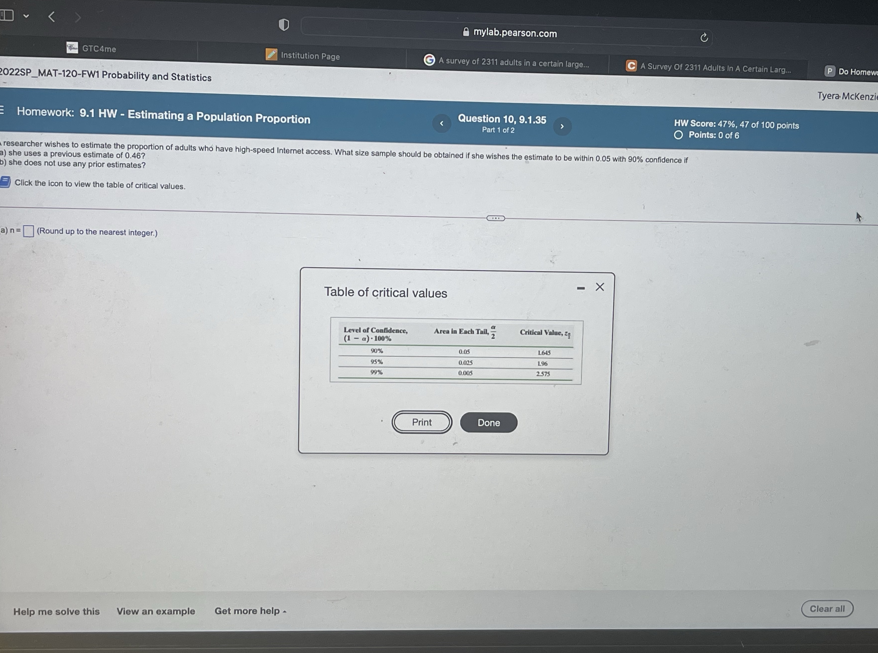 D mylab.pearson.com GTC 4me Institution Page G A