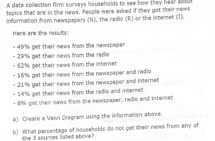 A data collection firrn surveys households to see