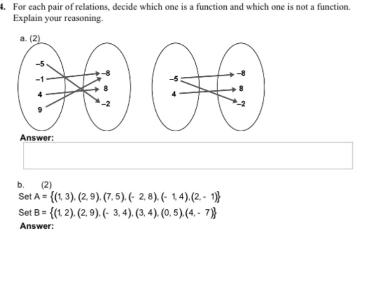 4. For each pair of relations, decide which one