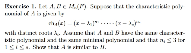Exercise 1. Let A, BE M.(F). Suppose that the