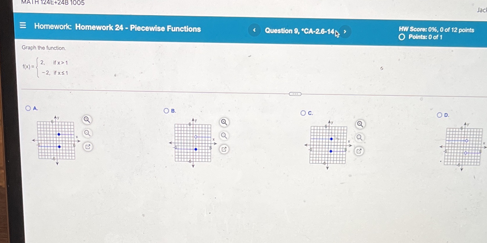 What is the awnser ? MATH 124E+248 1005 Jack