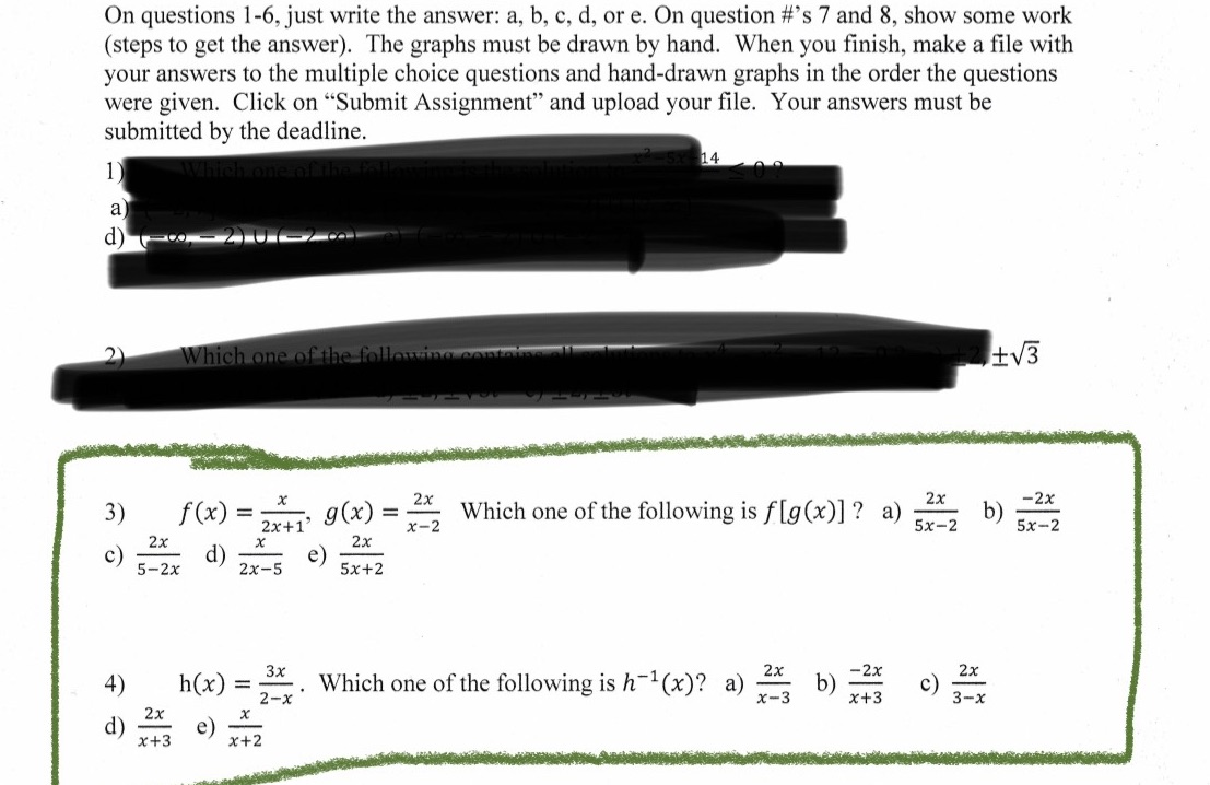 3 & 4 only please On questions 1-6, just write