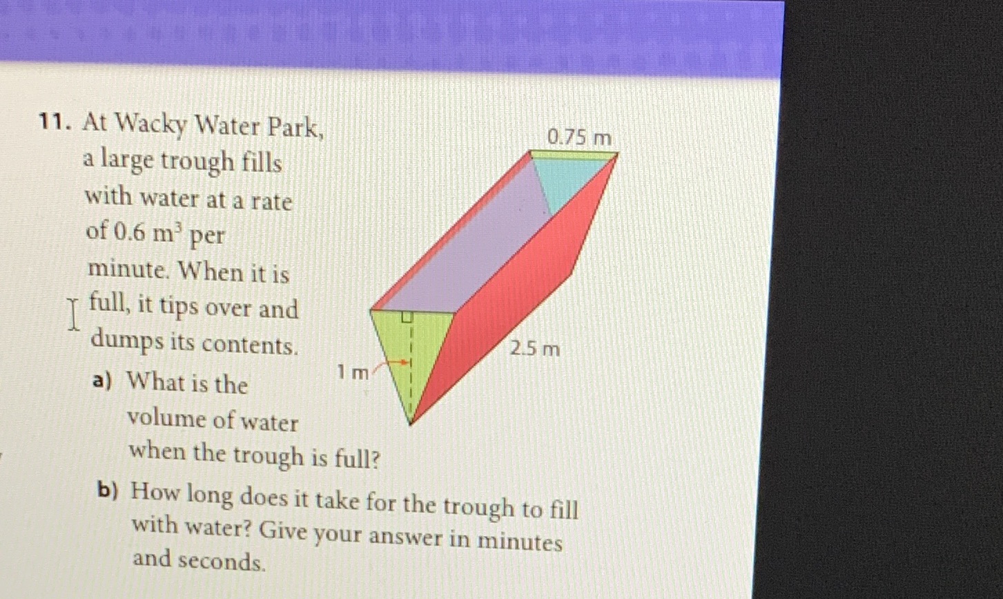 Volume of prism 11. At Wacky Water Park, a large
