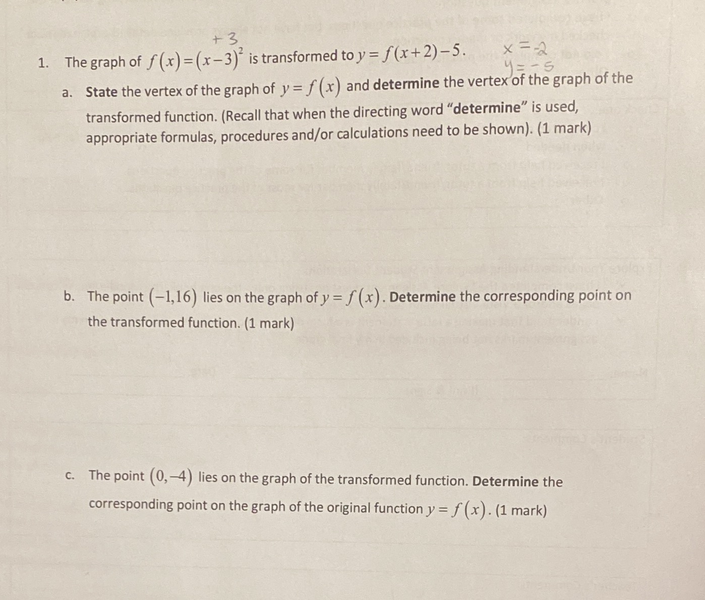 3 1. The graph of f (x) = (x-3) is transformed to