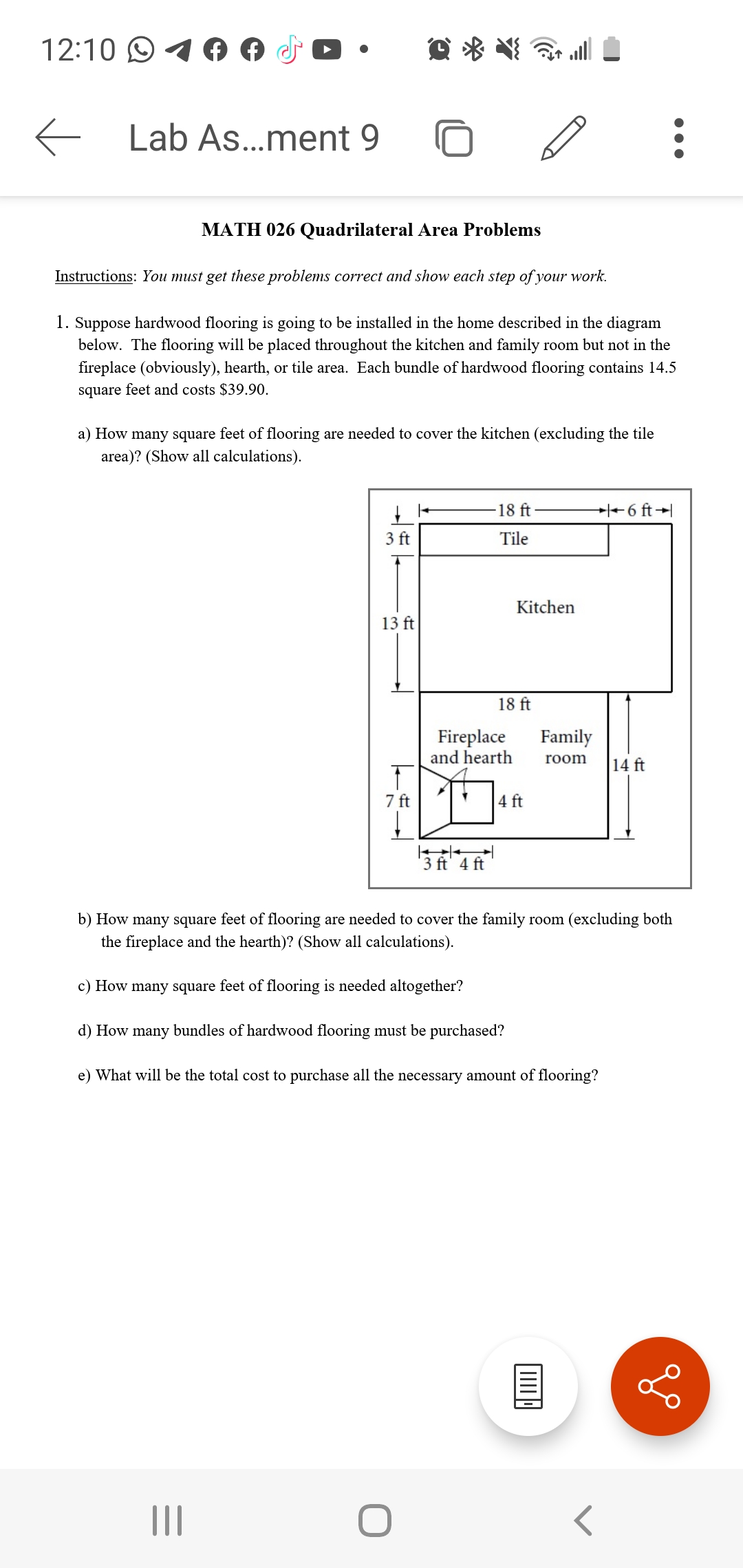 12:10 0 74 4 0 . Lab As...ment 9 0 . . . MATH 026