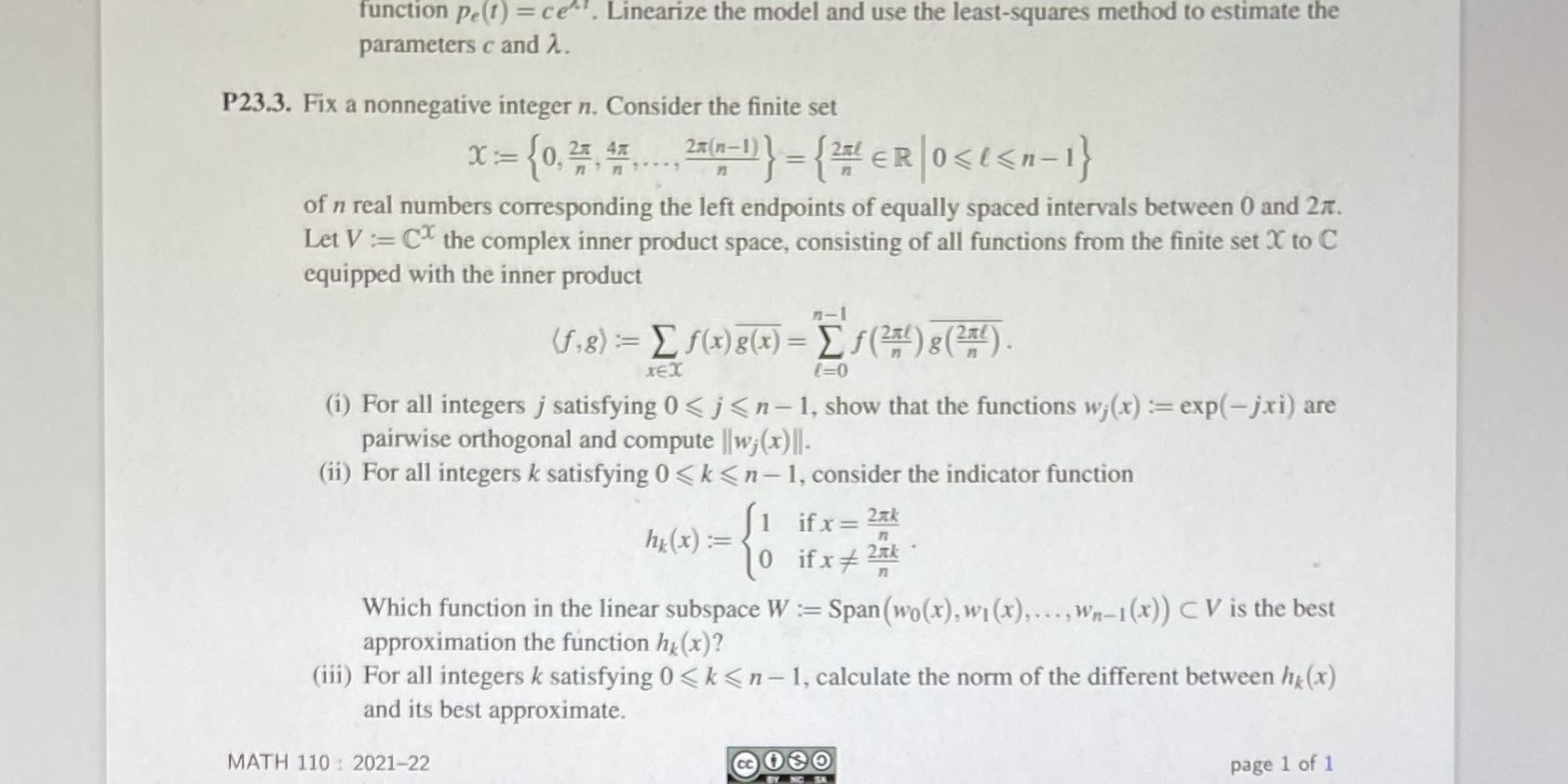 function pe(1) = ce. Linearize the model and use