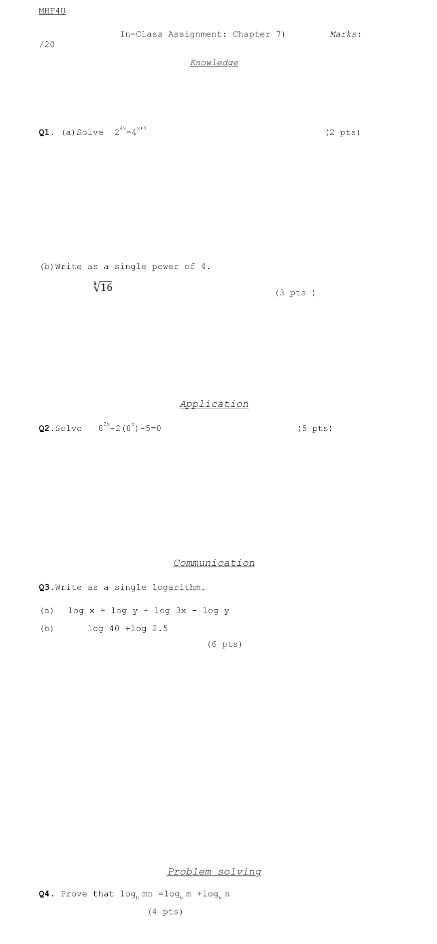 Hey I need help with these questions. MHF4U