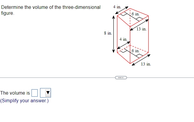 Determine the volume of the? three-dimensional