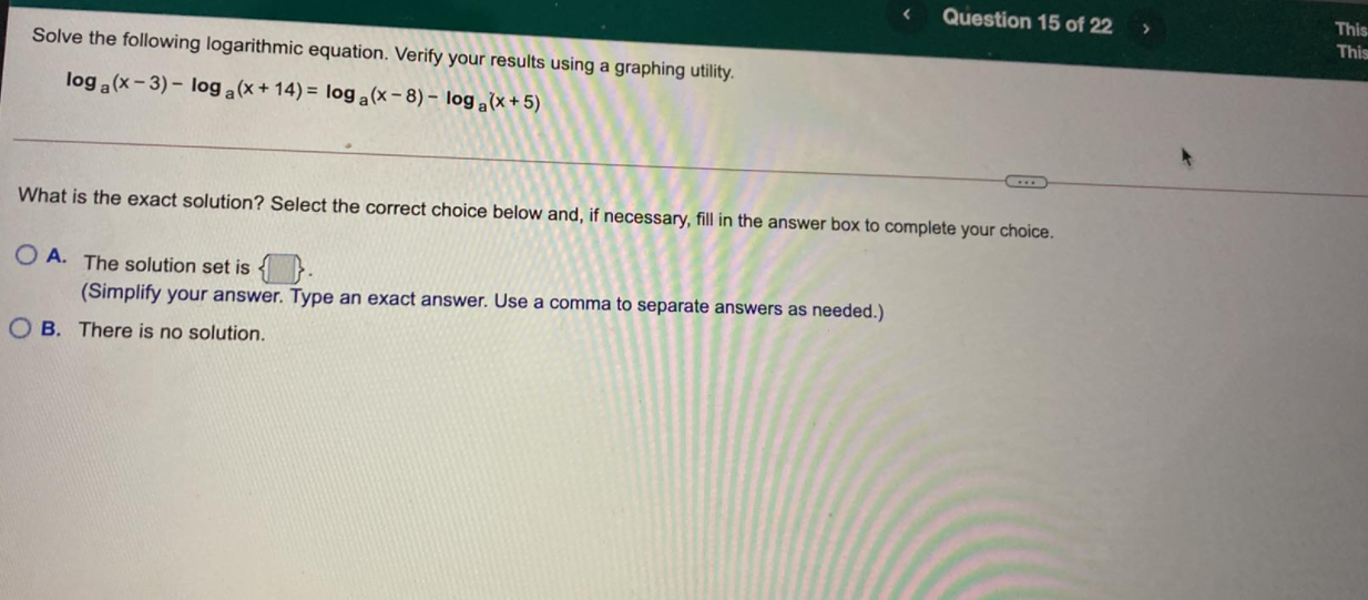 < Question 15 of 22 This This Solve the following