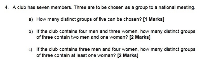 please solve on paGe 4. A club has seven members.