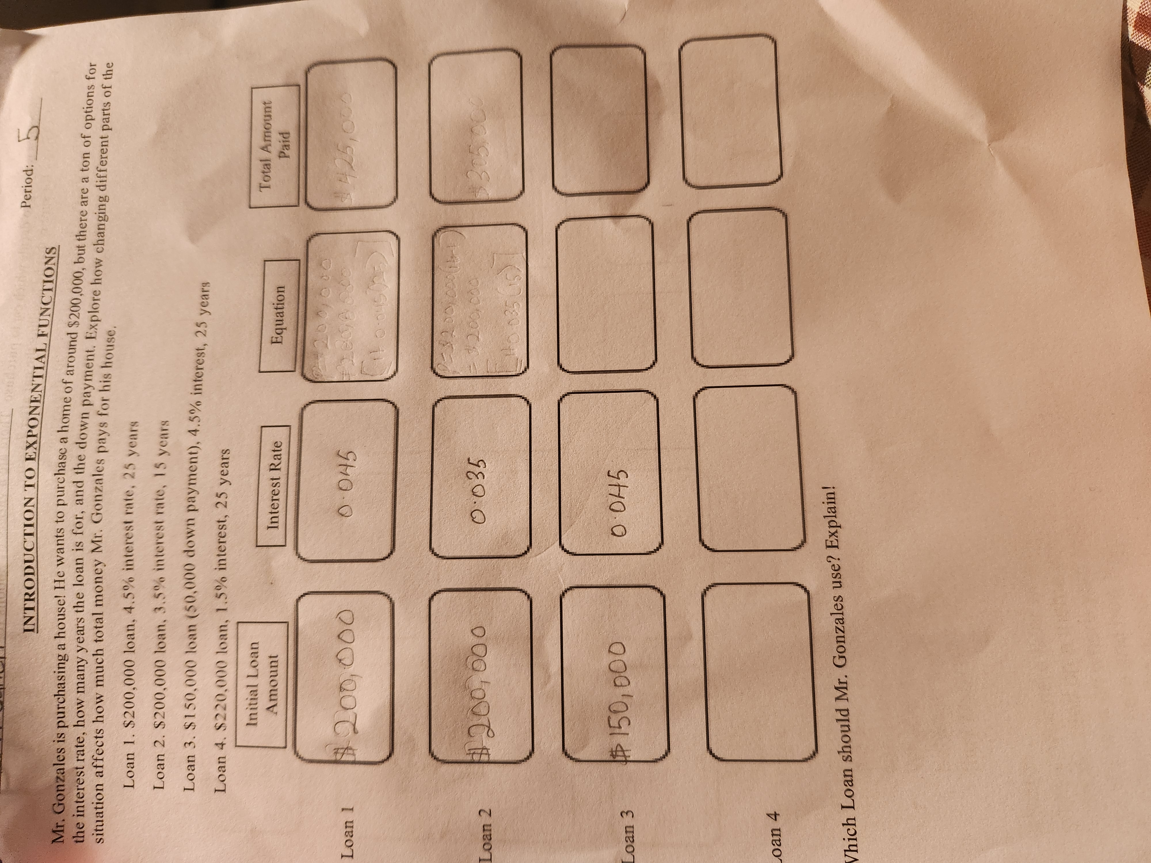 Period: 5 INTRODUCTION TO EXPONENTIAL FUNCTIONS